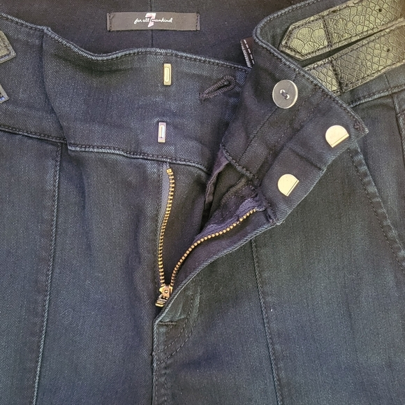 7 For All Mankind Women’s Size 25 Dark Jeans with Faux Leather Straps USA A1 - Picture 5 of 13